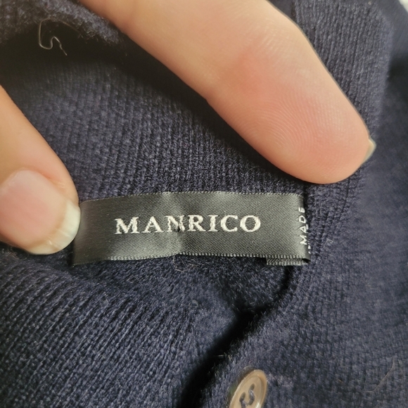 Manrico Black Collared Cashmere Sweater Made in Italy - Picture 2 of 8